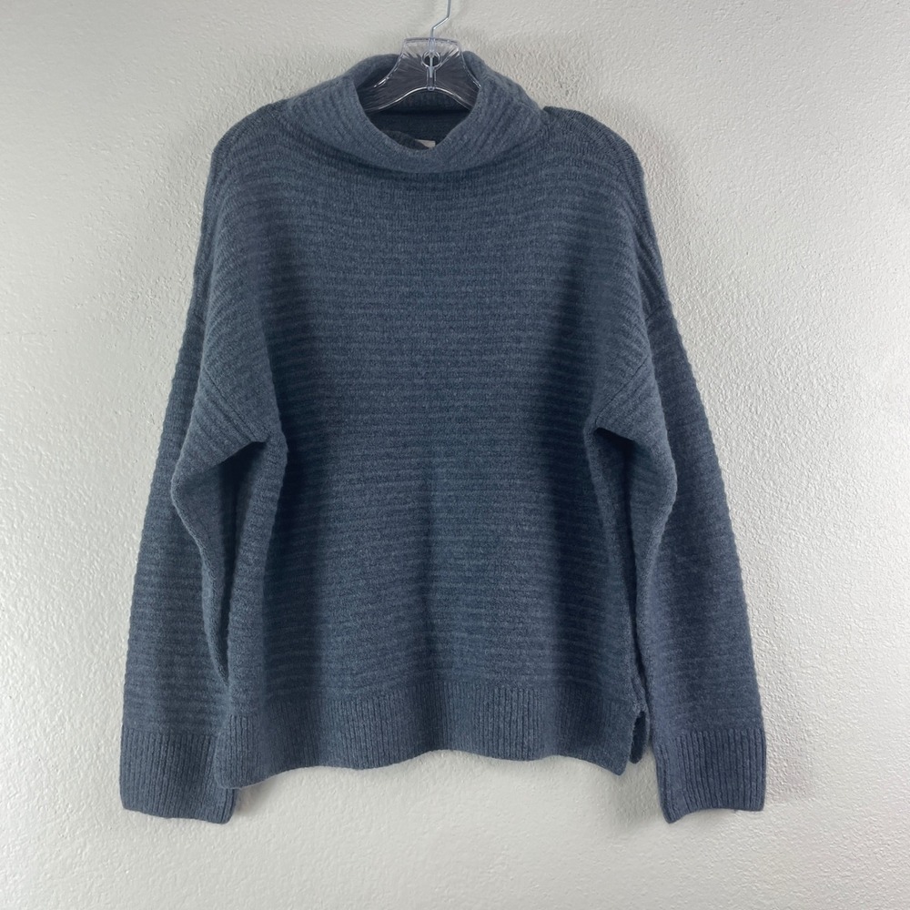 Madewell Mockneck Sweater L Heathered Blue K5425 Minimalist Cozy Casual